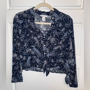 H&M Navy Paisley Button-Down Shirt
